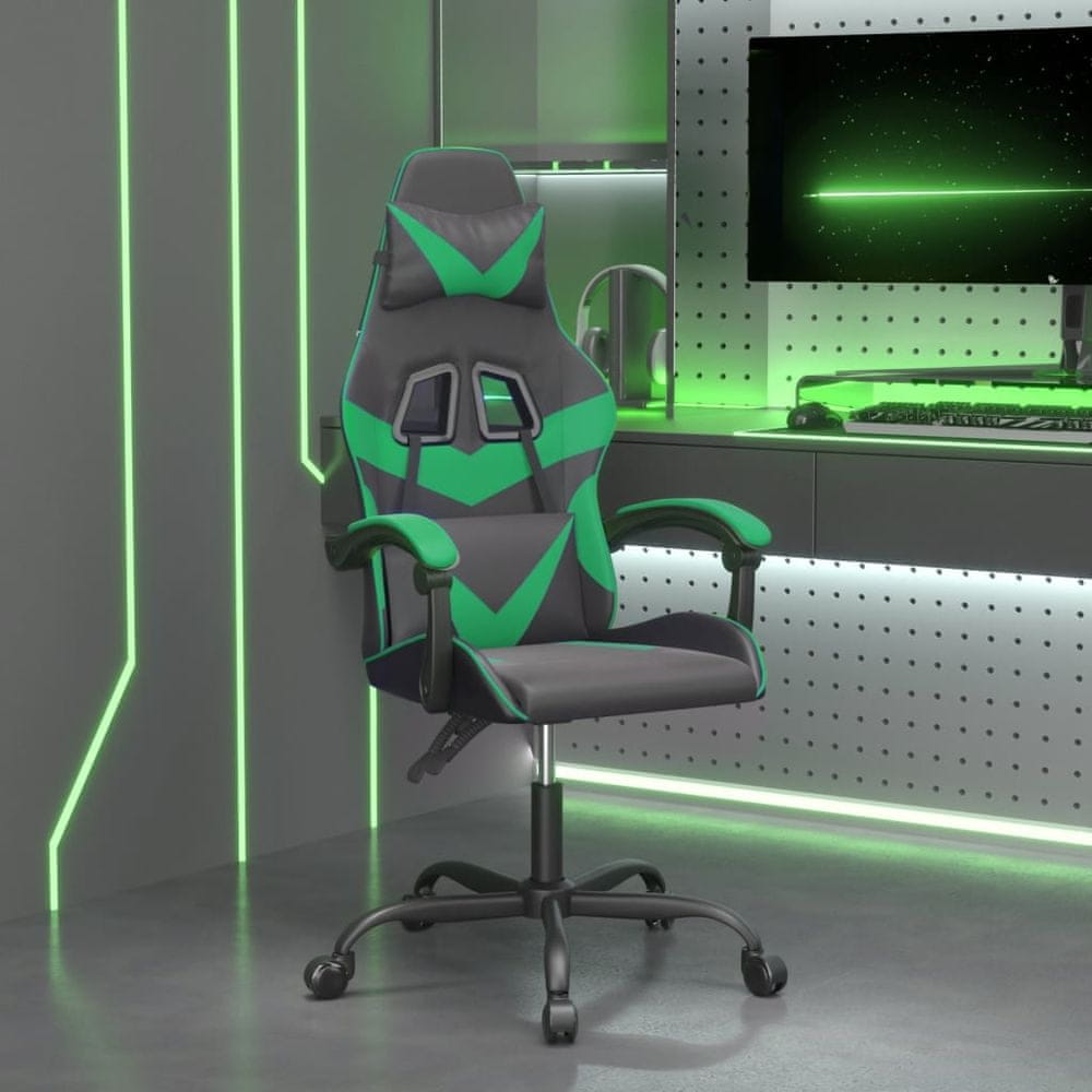 Petromila vidaXL Otočná herná stolička čierna a zelená umelá koža